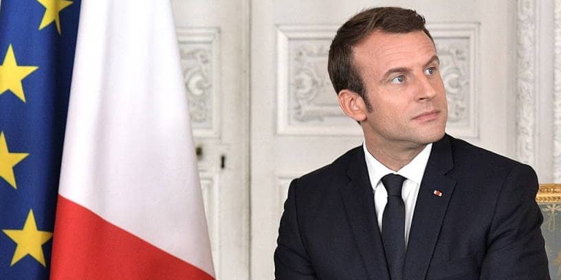 Le président français Emmanuel Macron, lors d'une rencontre avec le président russe Vladimir Poutine (Versailles).