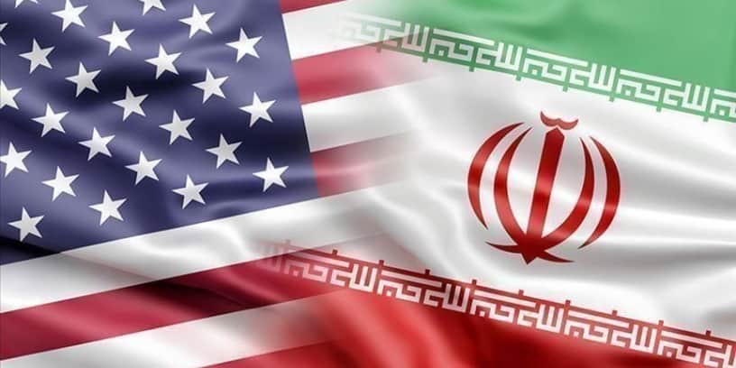 Illustration des drapeaux américain et iranien